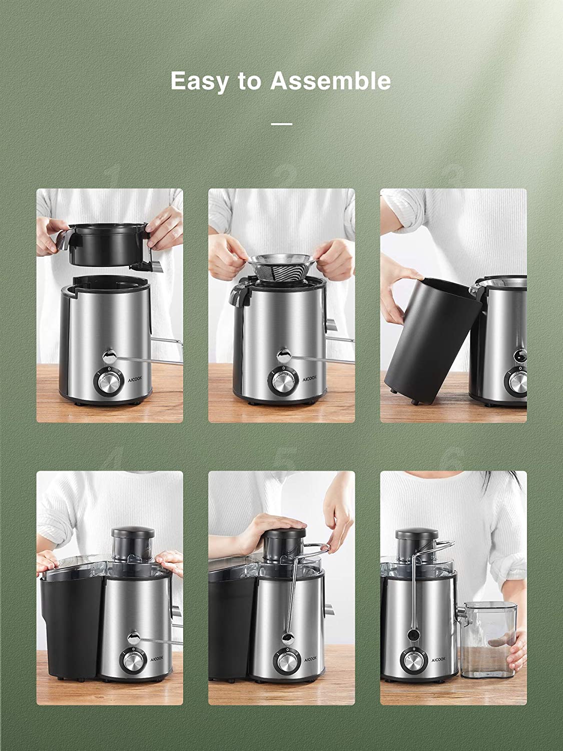Aicook Juicer storcator centrifugal 2 viteze anti-picurare