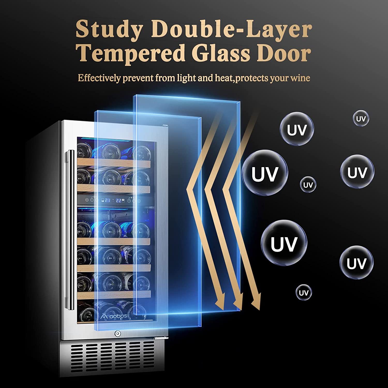 Aobosi Dual Zone răcitor vin 28 sticle WiFi 42dB