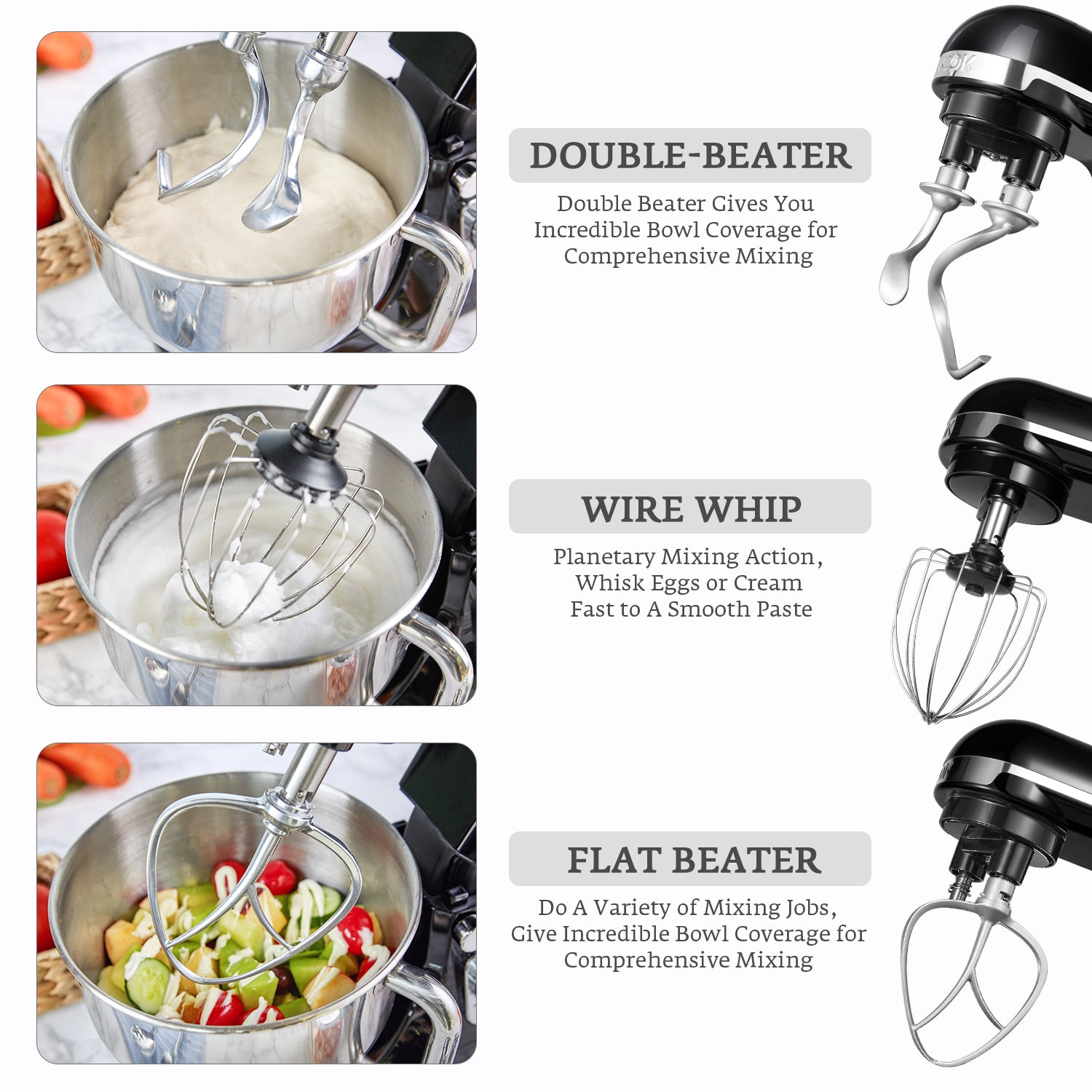 Aicok mixer planetar 5,5Qt negru 6 viteze 1000W