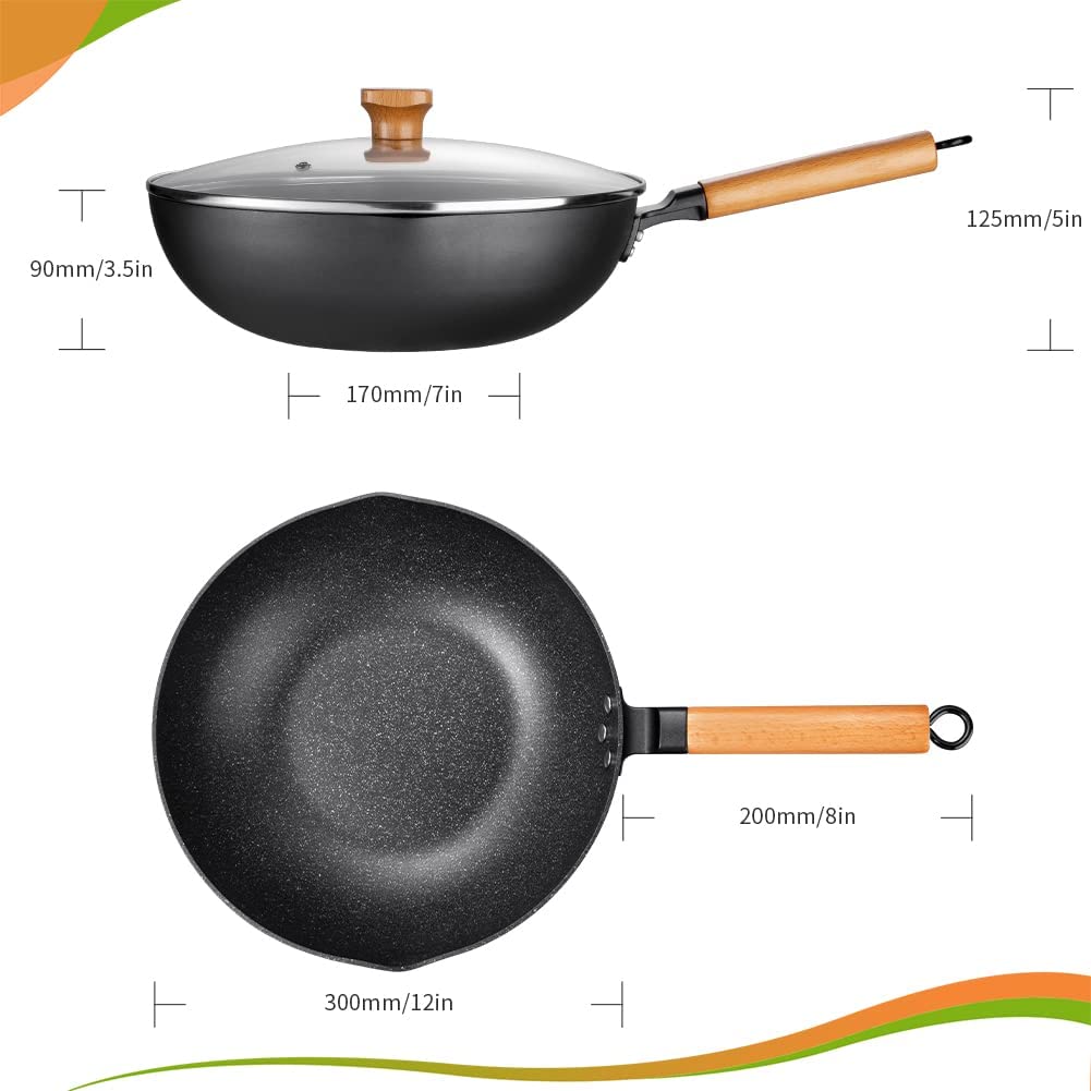 Aicook tigaie wok 30cm antiaderenta cu capac