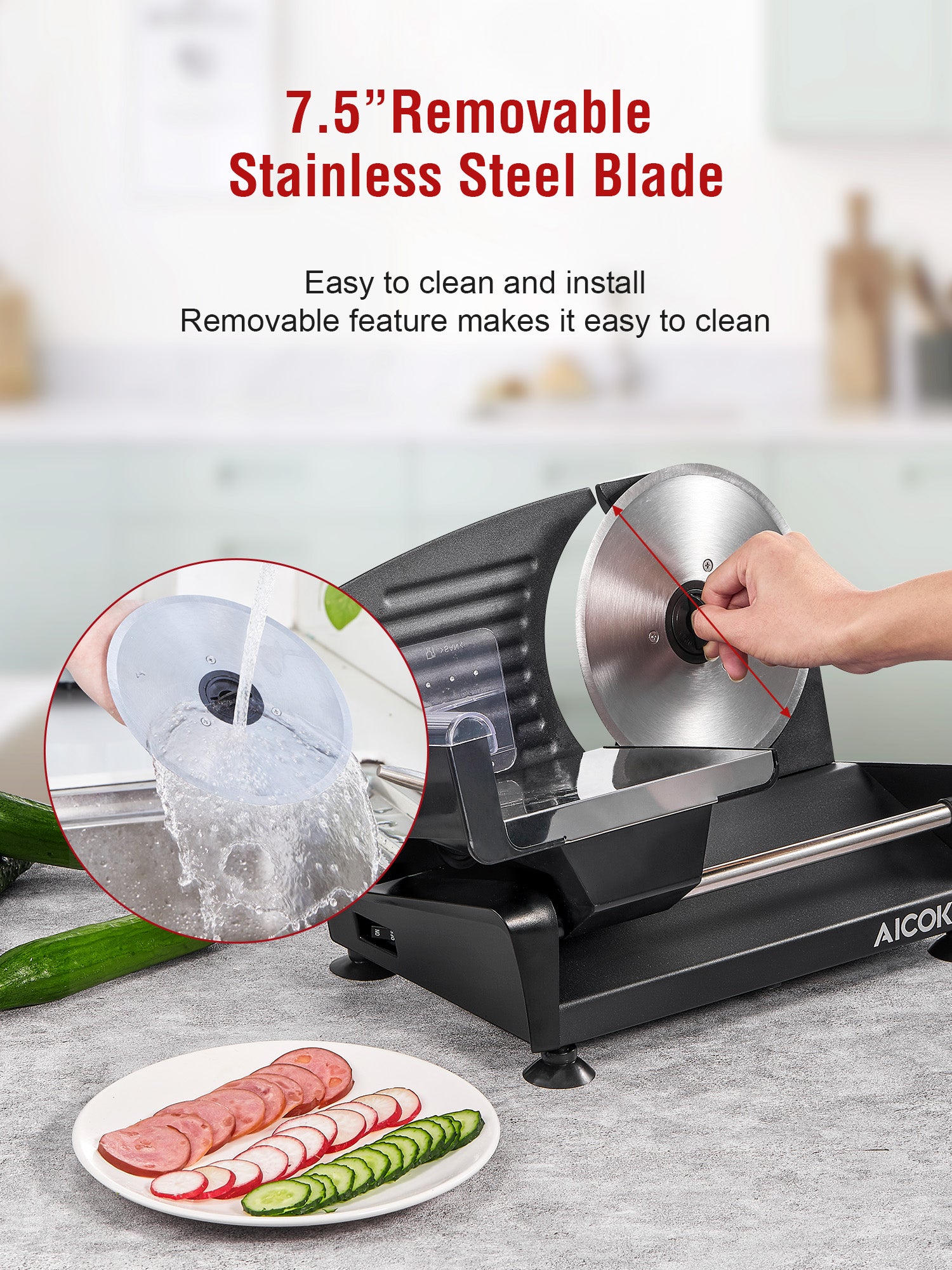 Aicok feliator electric 200W 2 lame 0-15mm negru