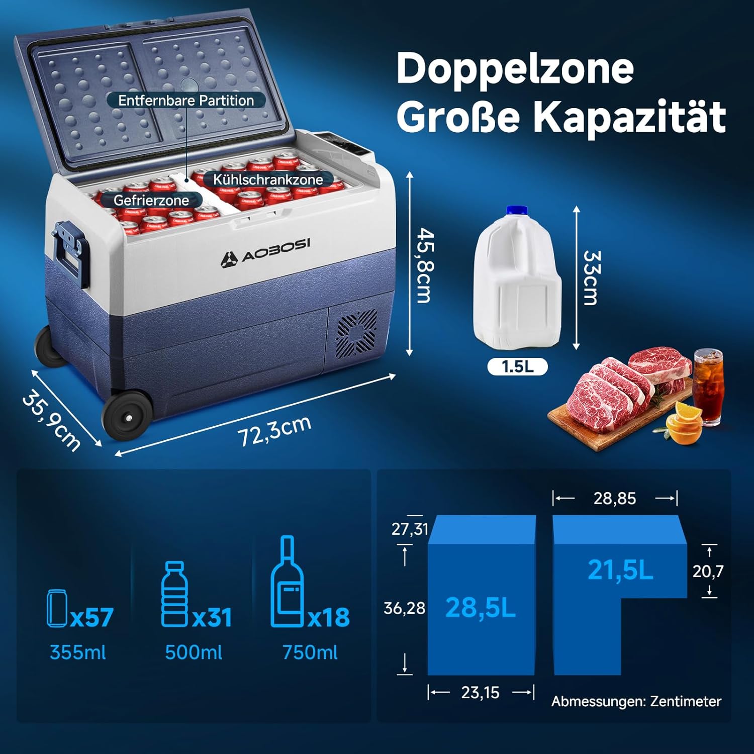 Aobosi T50 lada frigorifica 50L dual zone cu roti