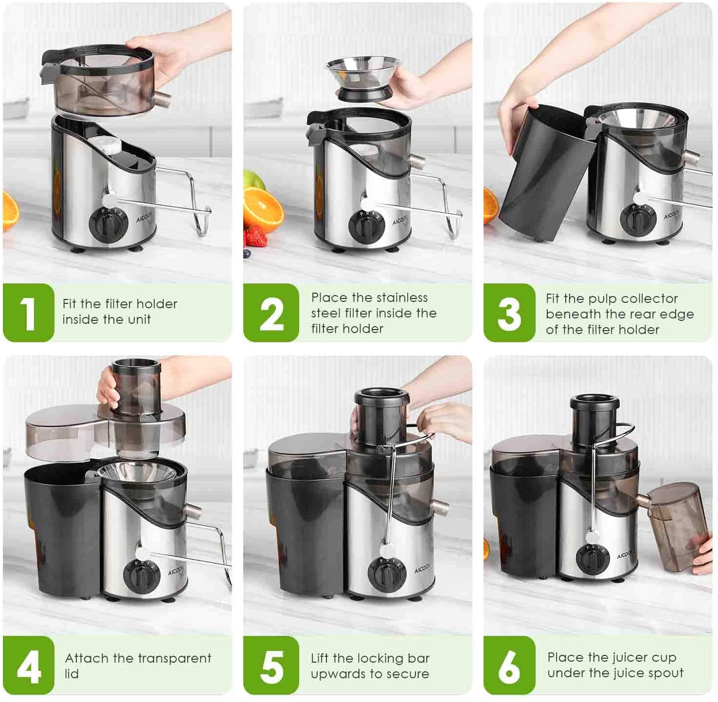 Aicook Storcator fructe centrifugal 3 viteze tub 75 mm