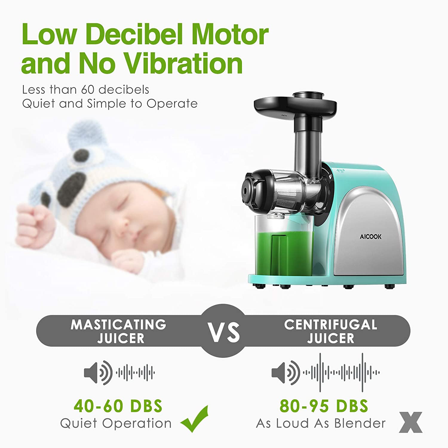 Aicook storcător presare la rece 80 RPM silențios