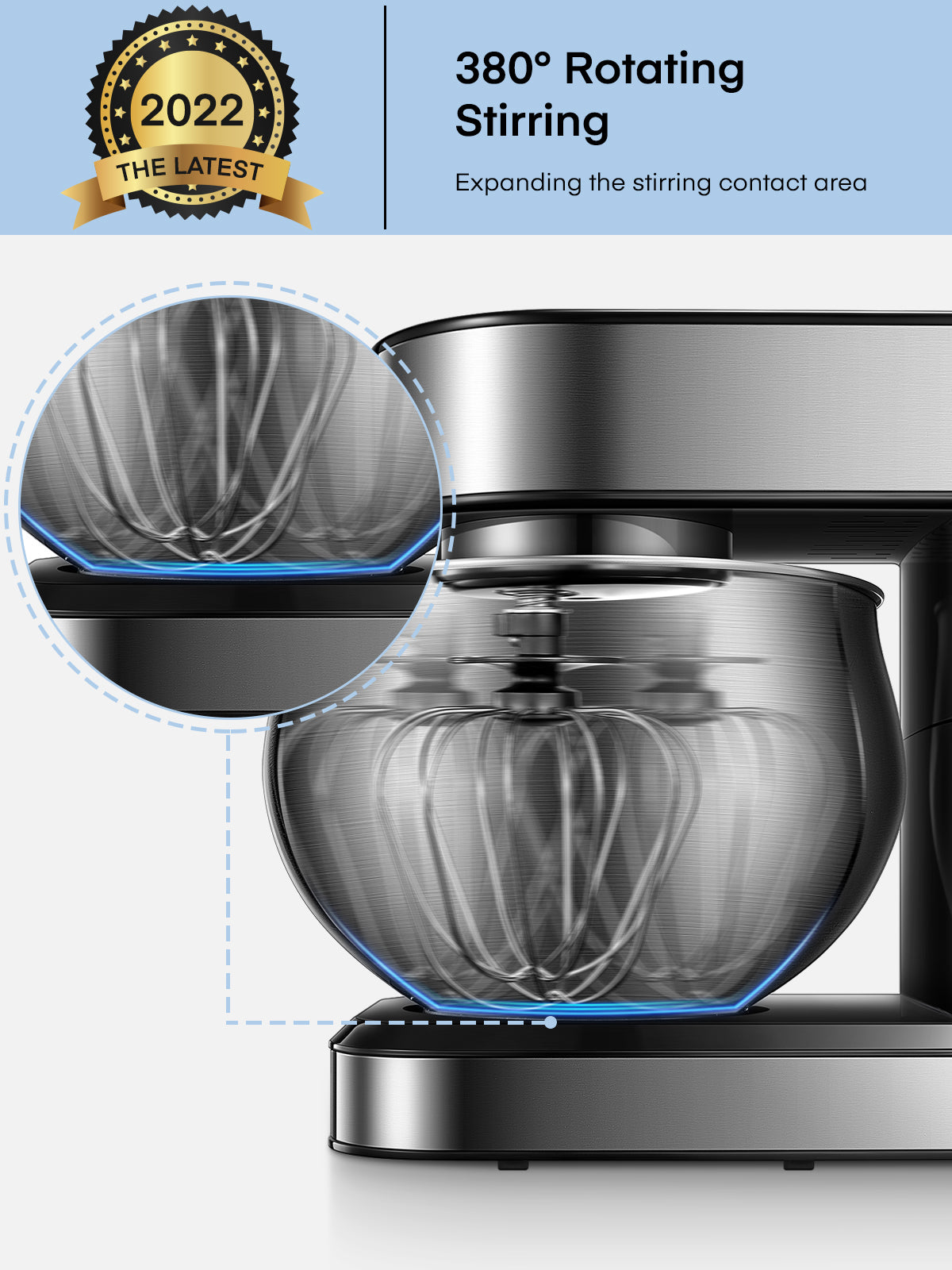 Kealive mixer planetar 5.8L inox 6 viteze 600W