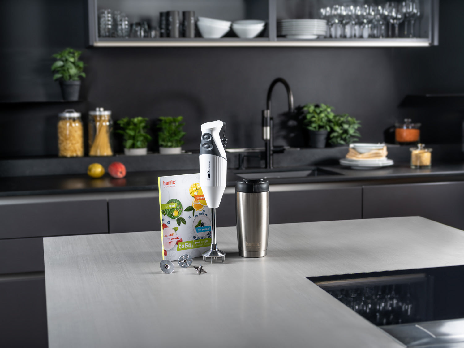 Bamix toGo blender vertical lime 200W cu cana