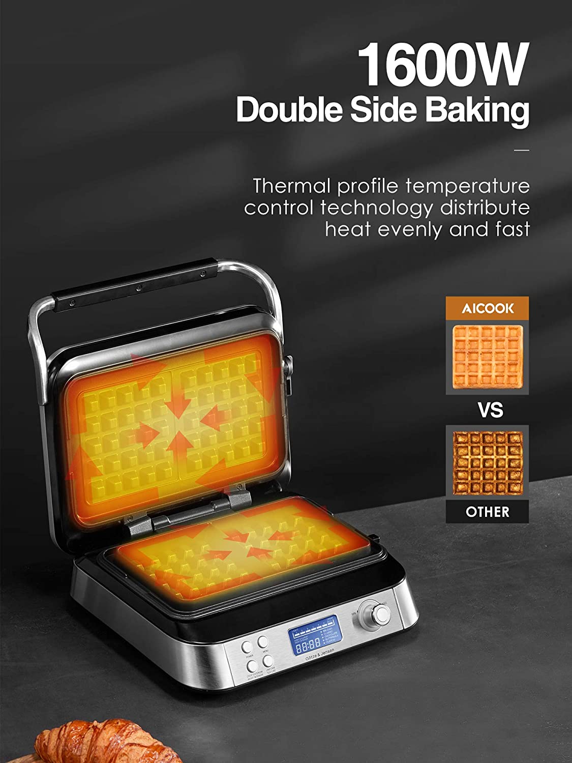 Kealive Smart Pro aparat de vafe argintiu 1600W LCD