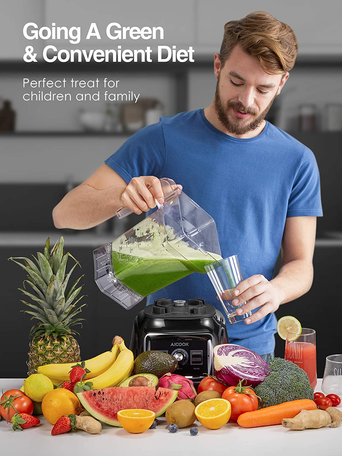 Kealive 11-Speed Control blender smoothie negru 11 viteze