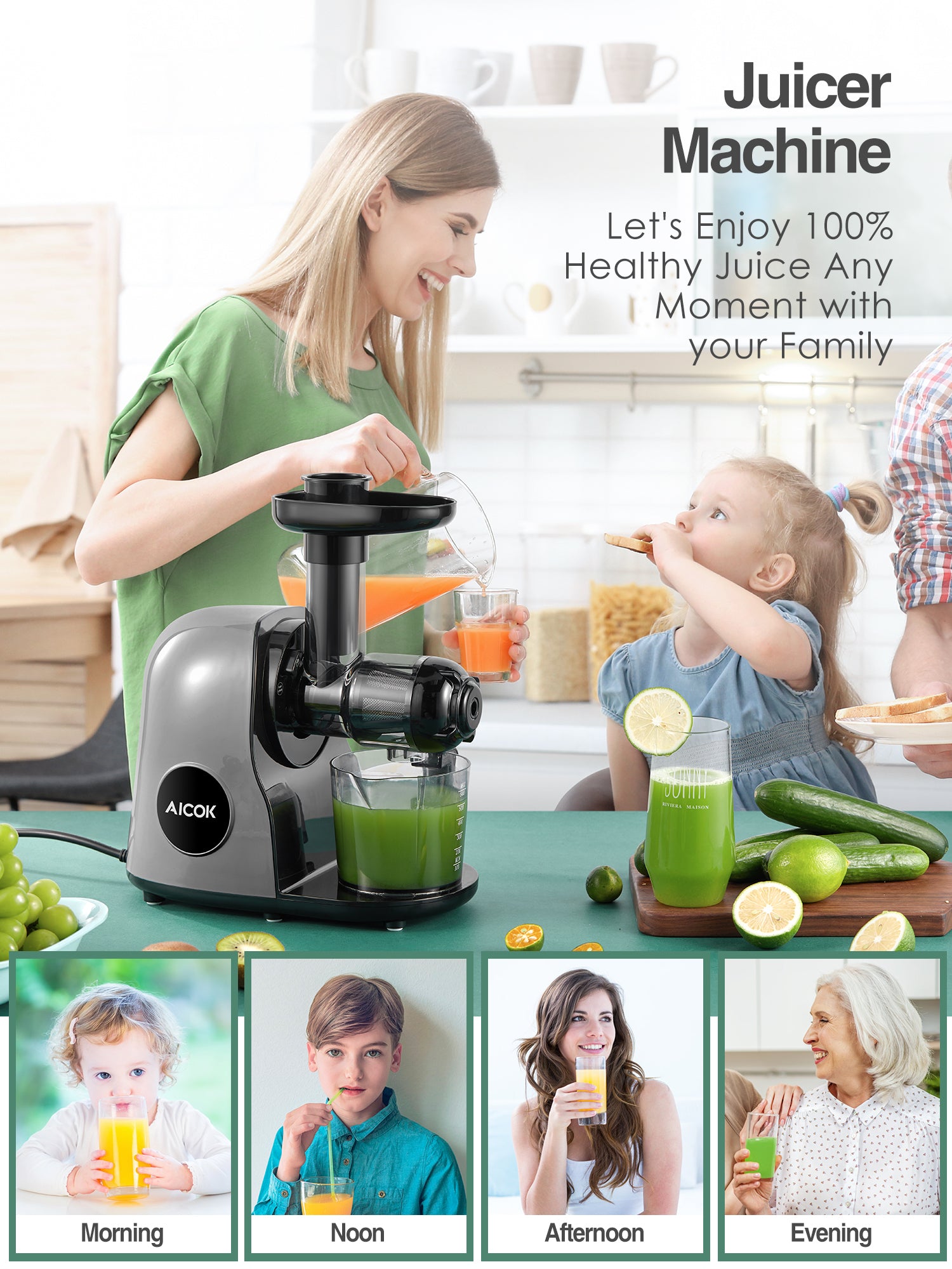 Aicok storcator slow presare rece gri galaxy 150W