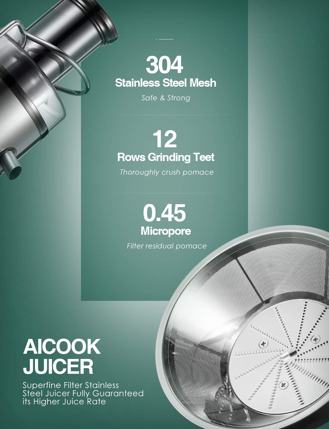 Aicook Touch storcator fructe centrifugal 800W 5 viteze