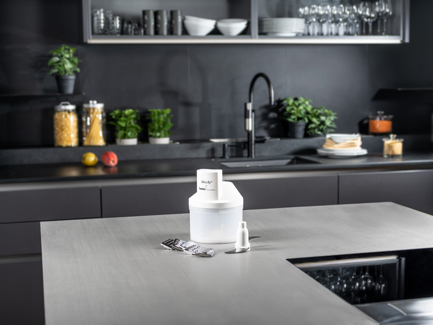 Bamix SliceSy accesoriu robot blender gri-deschis