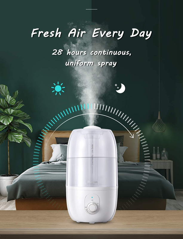iTvanila umidificator aer cameră 2,7 L alb silențios