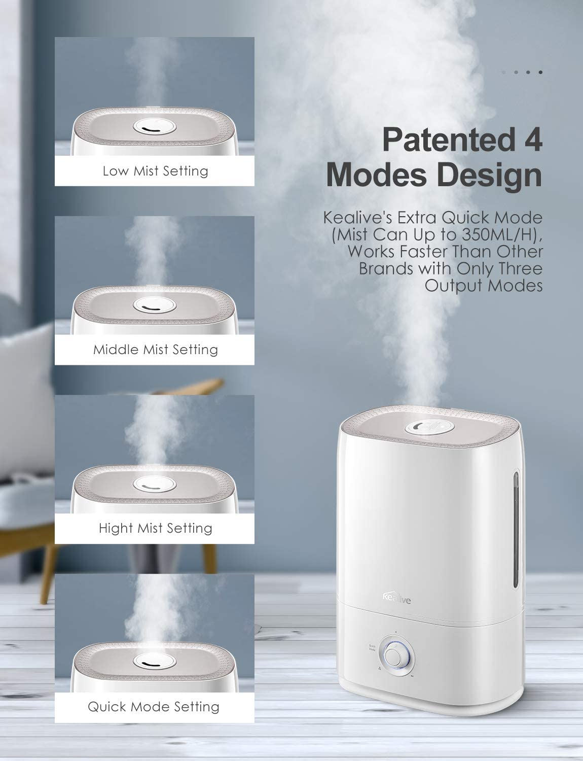 Kealive Smart Cool Mist umidificator 5L cu aromaterapie silentios