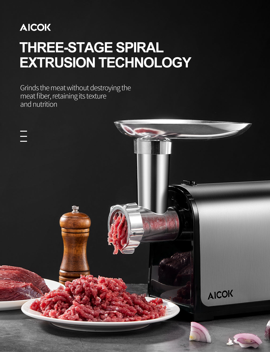 Kealive AICOK 3-in-1 2000W masina de tocat carne electrica carnati