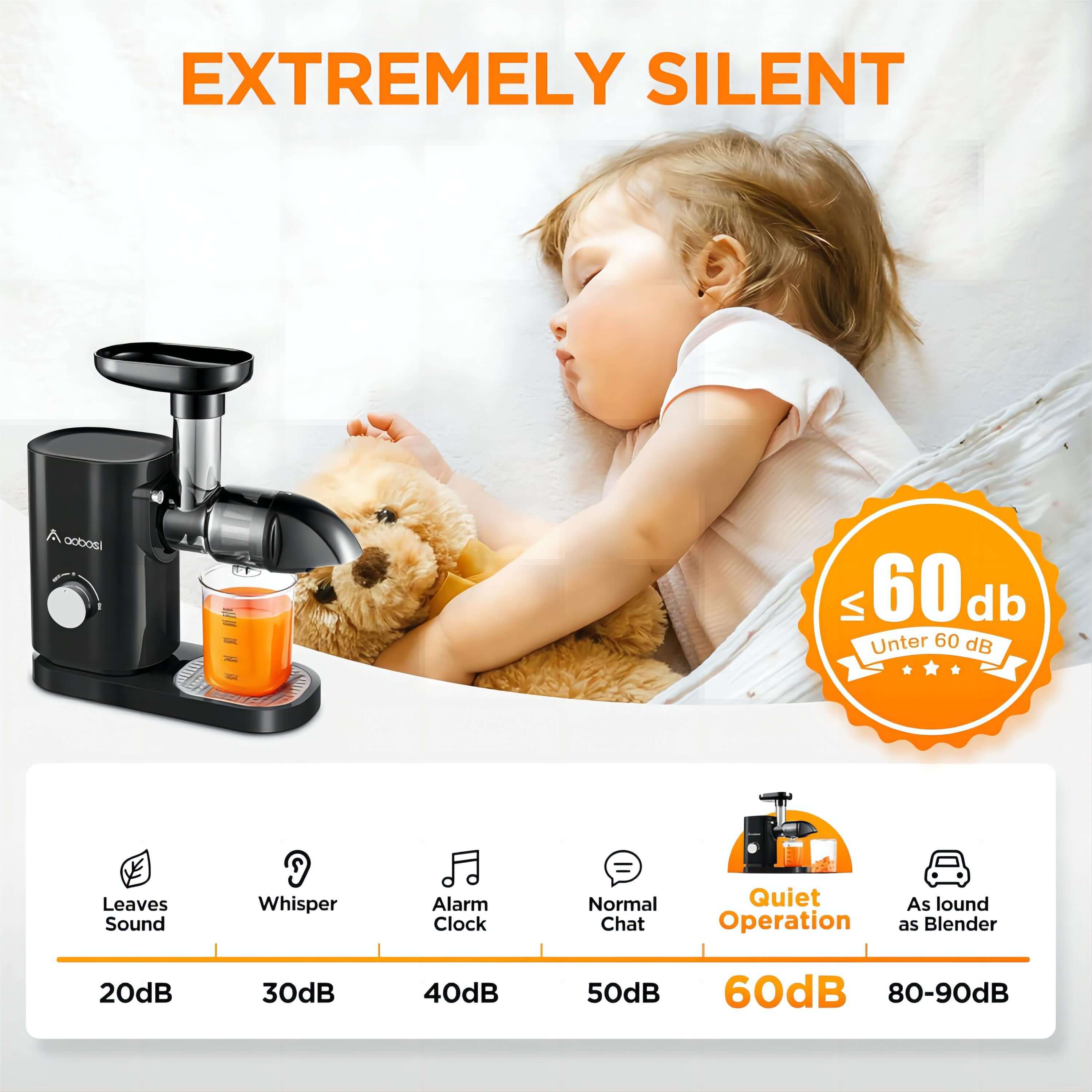 Aobosi storcator slow presare la rece 80RPM negru