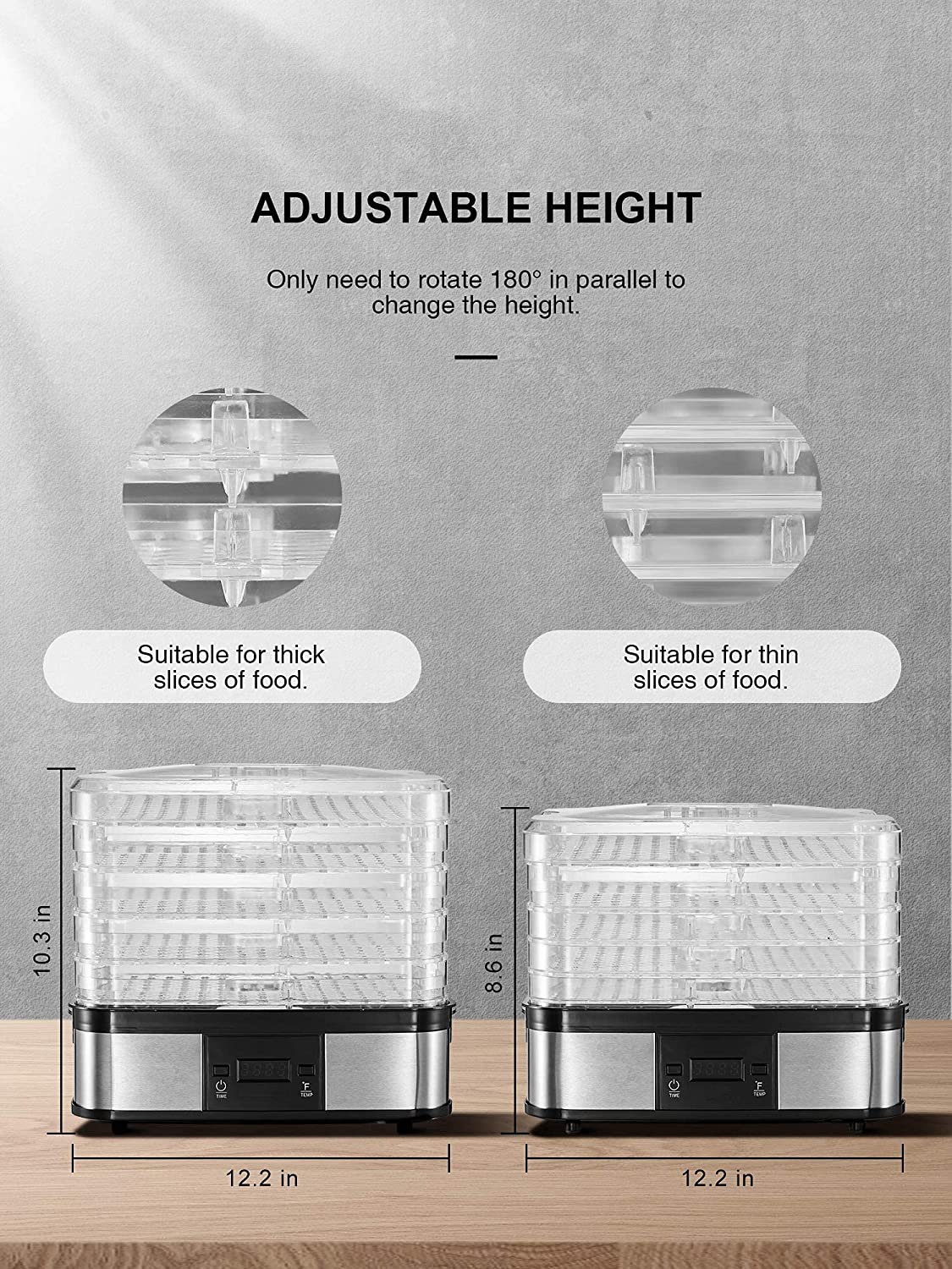 Aicook Deshidrator fructe 5 tavi digital 35-70°C