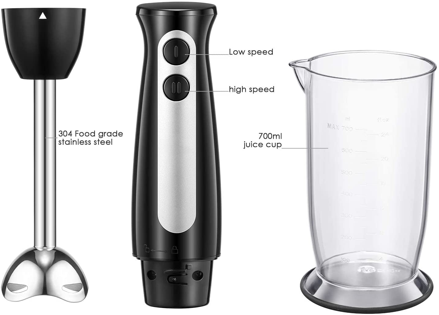 Aicook 400W blender vertical cu pahar 700ml 2 viteze