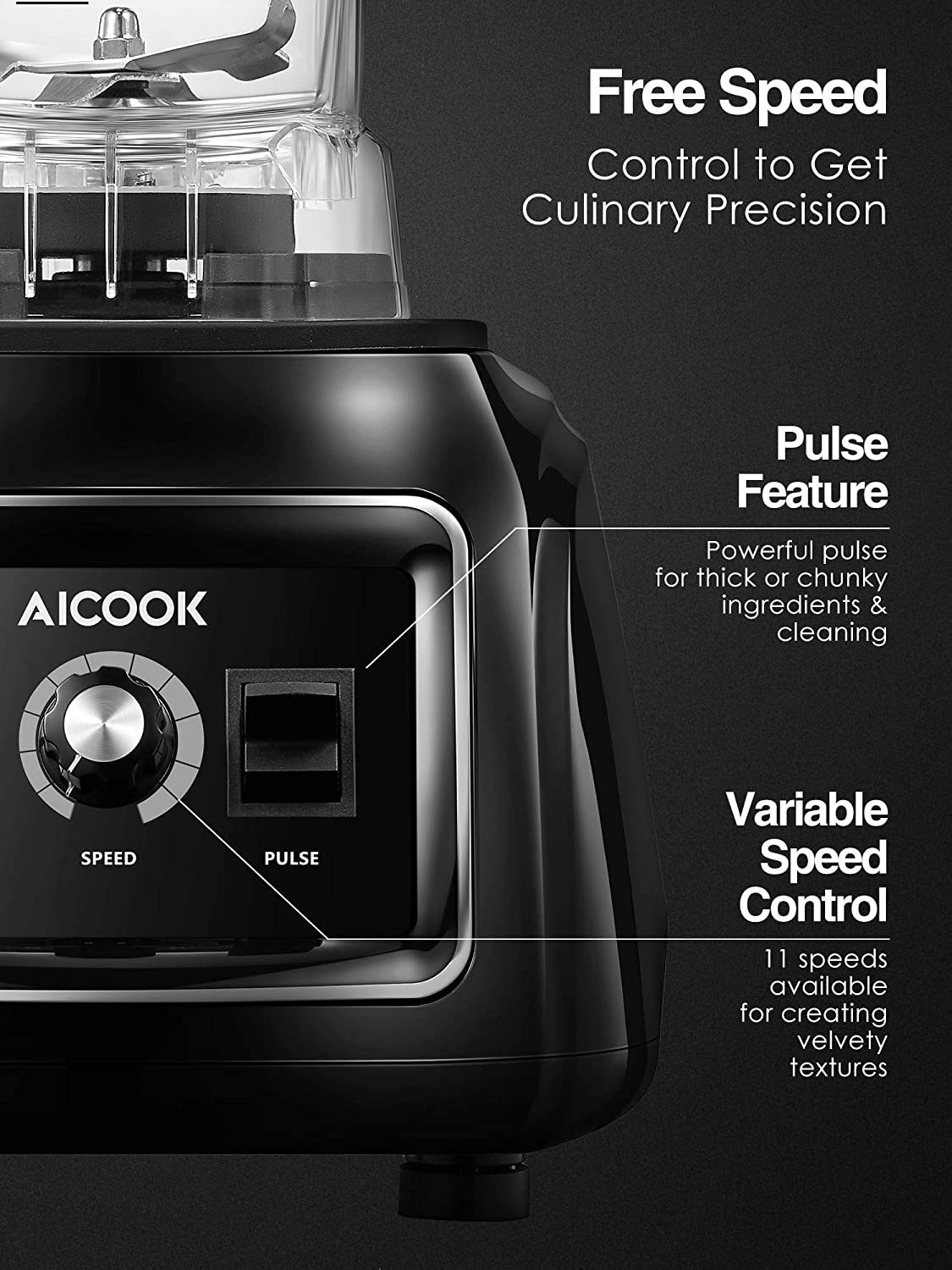 Kealive 11-Speed Control blender smoothie negru 11 viteze