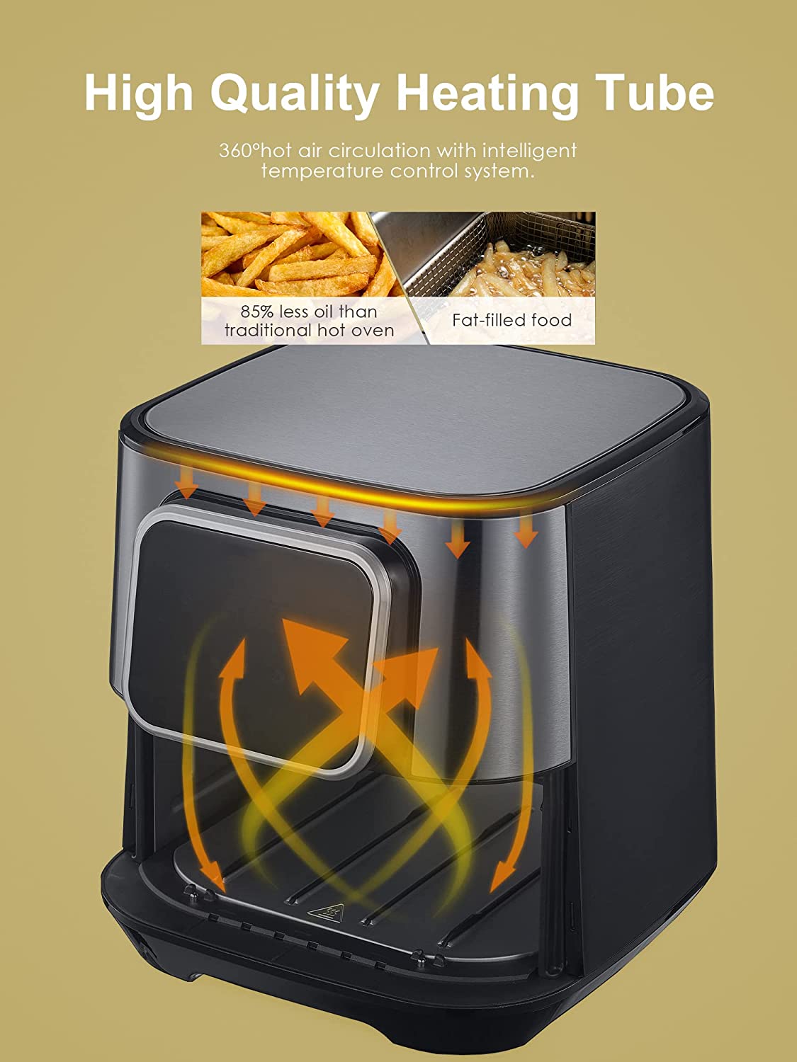 Kealive friteuză aer 5,5L XXL argintie 1700W